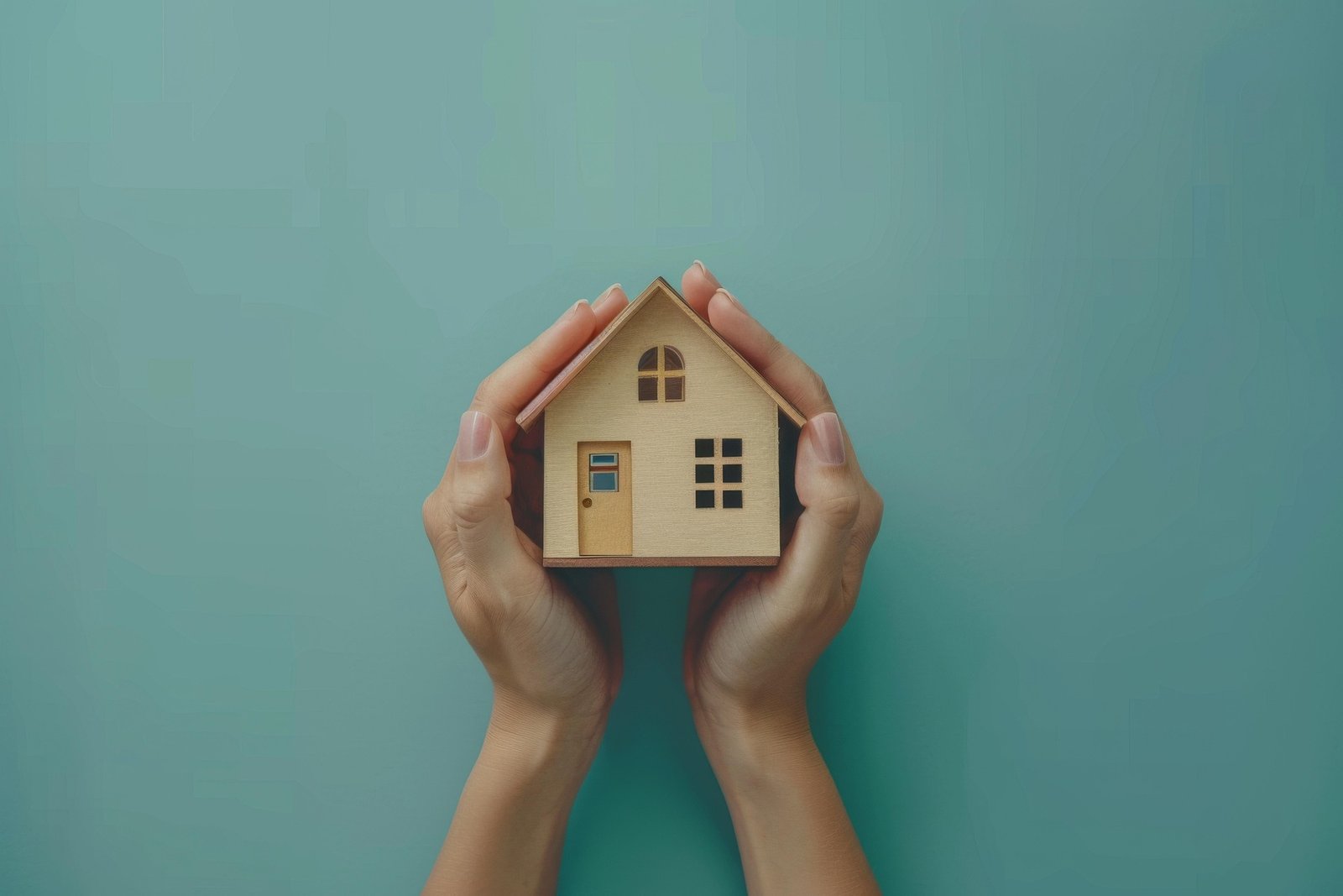 Mains protégeant une maison miniature pour illustrer l’assurance emprunteur d’un crédit immobilier.