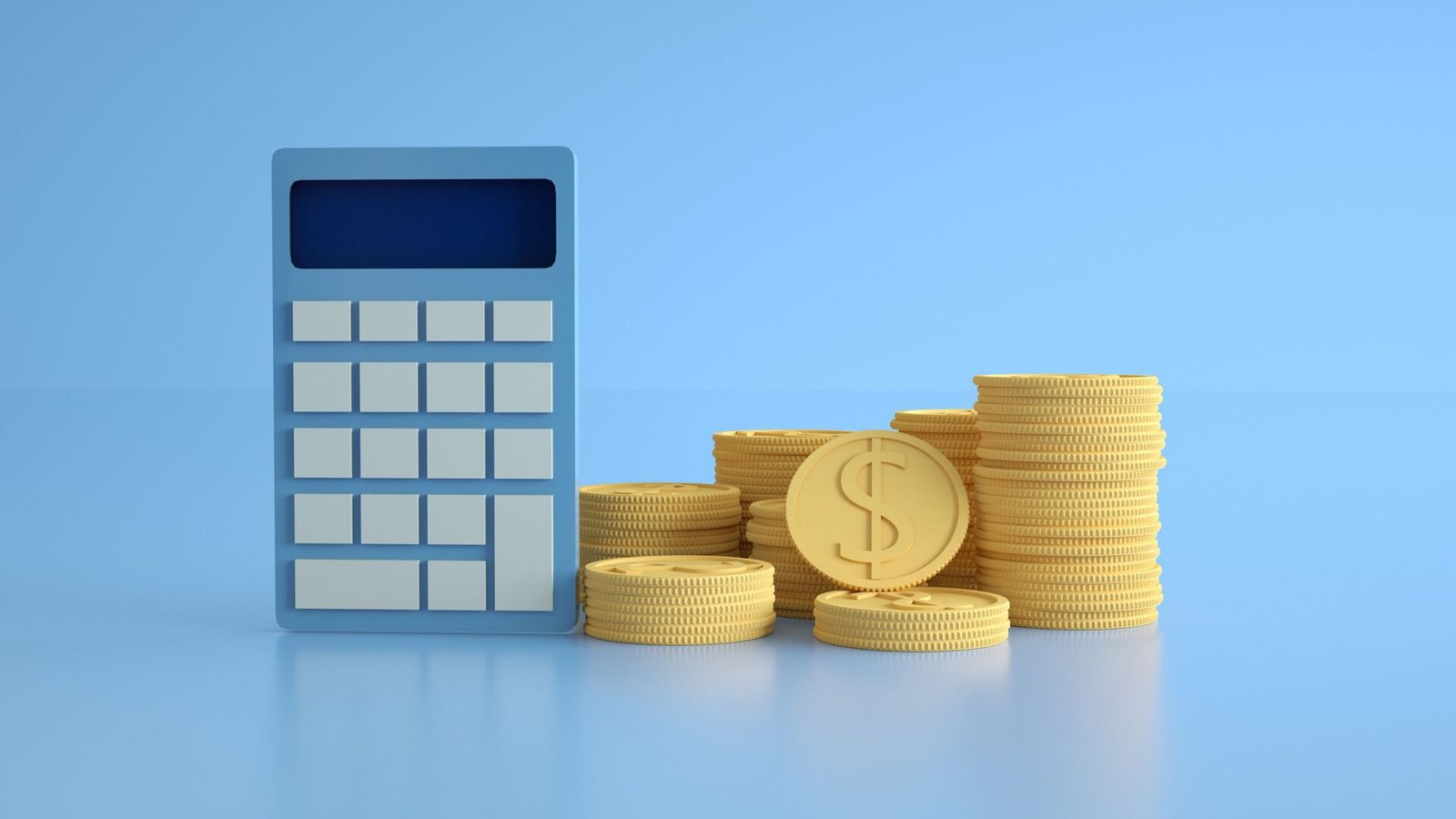 Calculatrice et pièces de monnaie illustrant le calcul de la capacité d’emprunt selon son salaire.